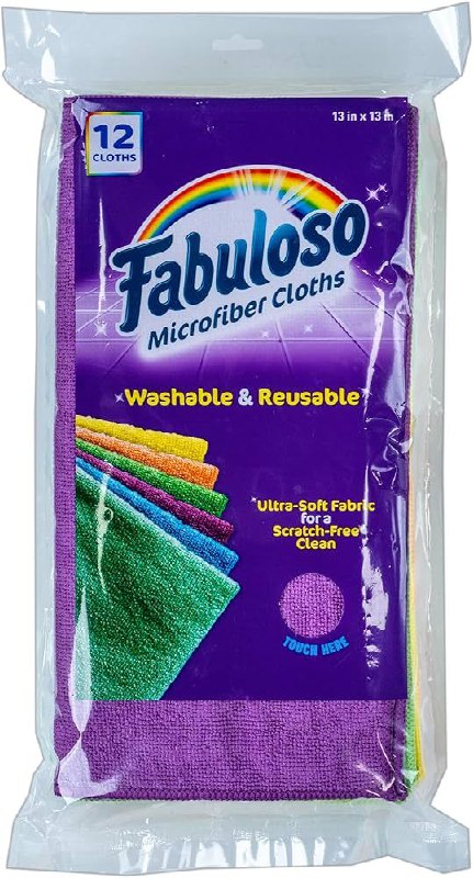 TRAPO DE MICROFIBRA MULTIUSOS EN PAQUETE DE 12 PIEZAS FABULOSO 33.02CM X 33.02CM
