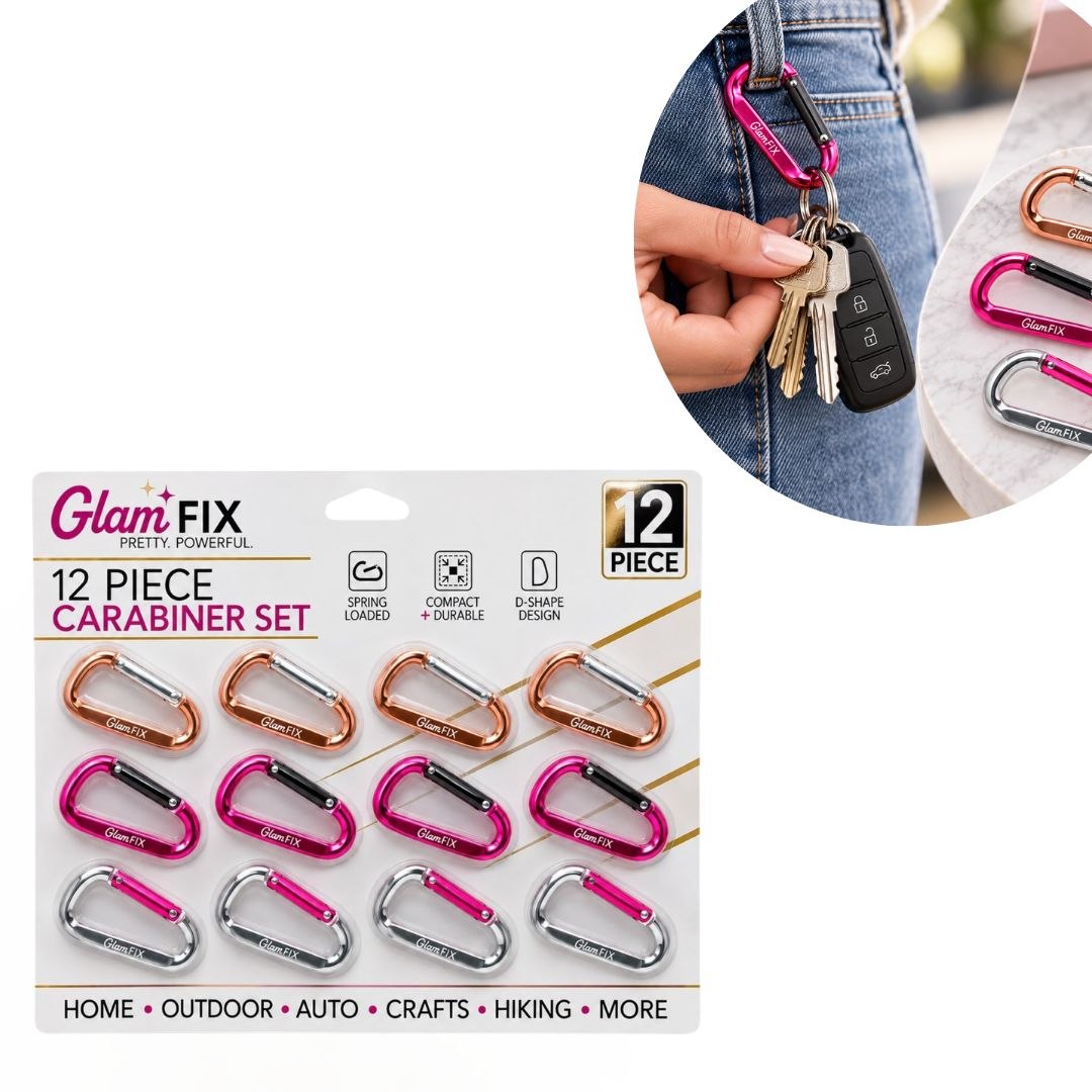 SET DE 10 MOSQUETONES / LLAVEROS MULTIUSO GLAM FIX 5.1CM