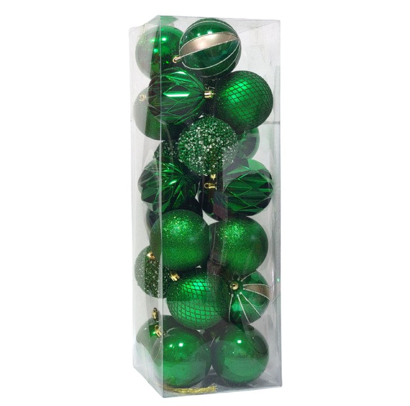 DECORACION ADORNO NAVIDEÑO PAQUETE DE 24 BOLAS DECORATIVAS, 8CM 49X64X49  IDEALES PARA DARLE UN TOQUE UNICO A TU ARBOL DE NAVIDAD
