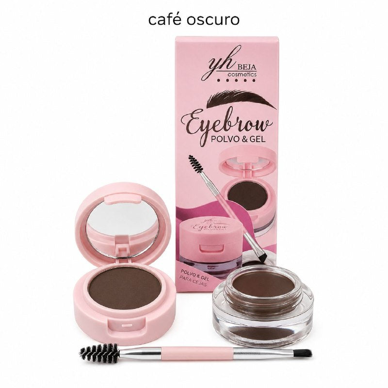 KIT DE POLVO Y MASCARA GEL PARA CEJAS A PRUEBA DE AGUA YH BEJA COSMETICS 1.6G+2.2G