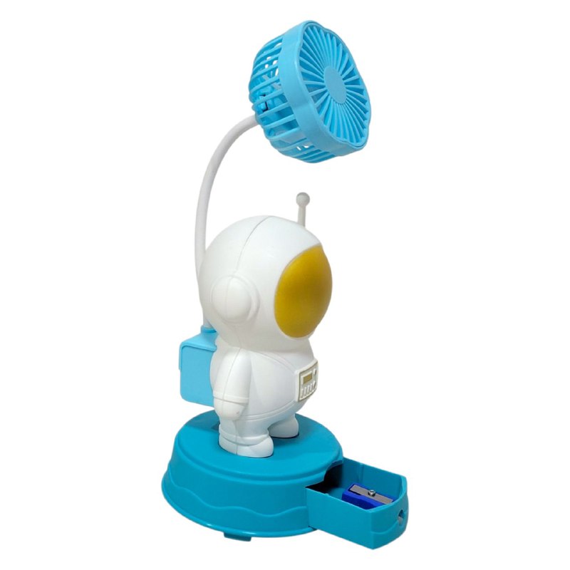 VENTILADOR DE MESA RECARGABLE DE ASTRONAUTA CON SACAPUNTAS TABLE FAN 3 COLORES