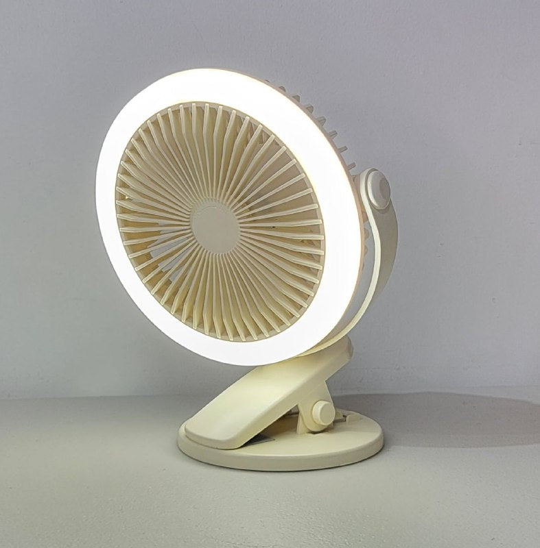 VENTILADOR DE CLIP PARA ESCRITORIO RECARGABLE CON LUZ LED