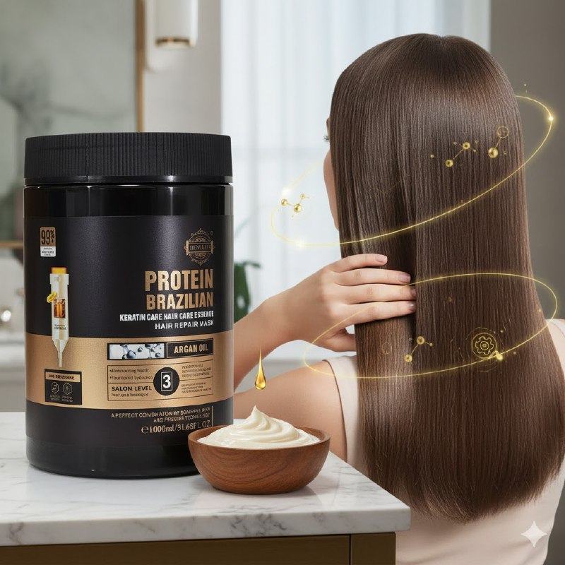 MASCARILLA PARA EL CABELLO REPARADORA CON PROTEINA BRASILEÑA Y ESENCIA DE QUERATINA HENIWAYS 1000ML