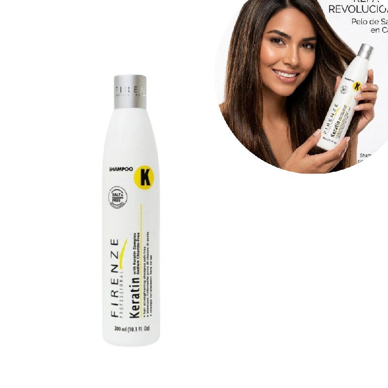 SHAMPOO FORTALECEDOR LIBRE DE SAL CON QUE HIDRATA Y REPONE LA QUERATINA FIRENZE 300ML
