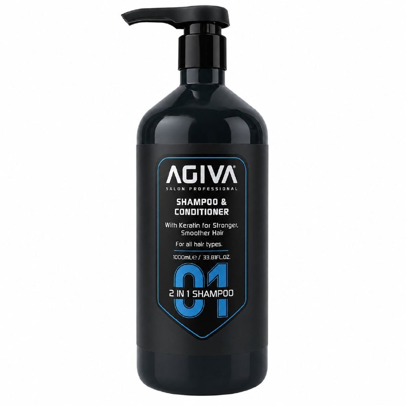 SHAMPOO Y ACONDICIONADOR 2 EN 1 CON QUERATINA PARA EL FORTALECIMIENTO Y SUAVIDAD AGIVA 1L