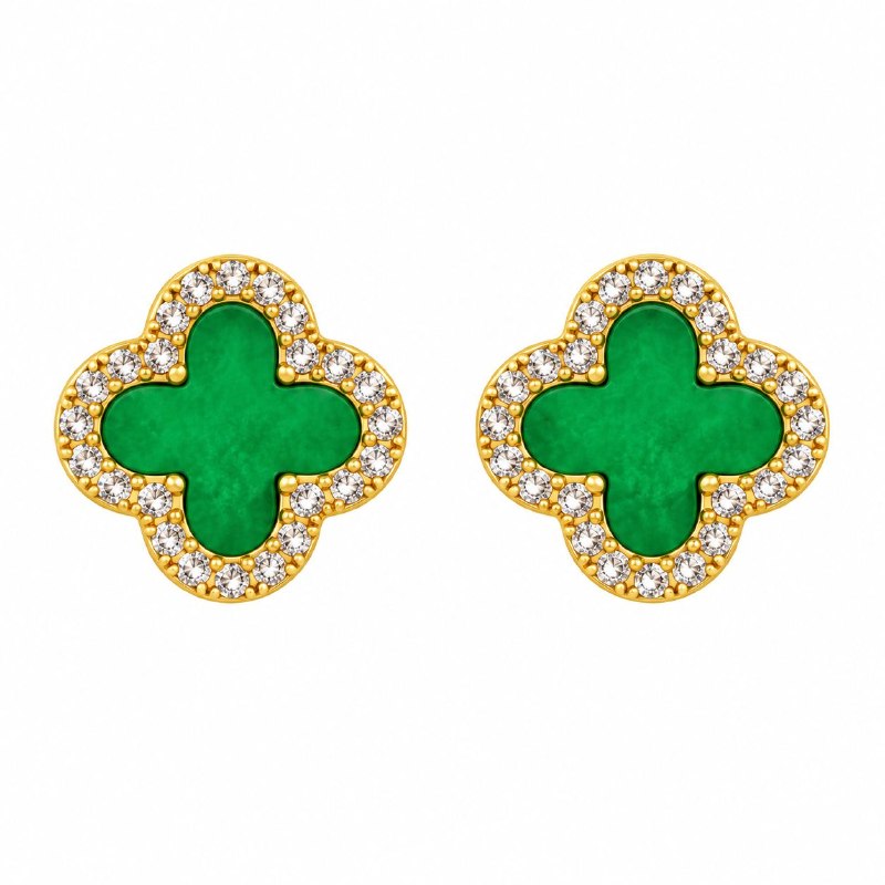 ARITOS DE ENCHAPE PARA DAMA CON DISEÑO DE FLOR 1.2CM (DUPE DE VAN CLEEF)