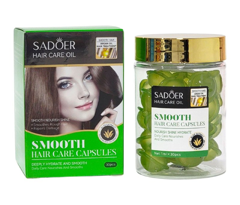 AMPOLLAS PARA EL CABELLO EN CAPSULAS LISO DE ACEITE DE ARGAN Y ALOE, HIDRATA Y SUAVIZA PROFUNDAMENTE, CUIDADO DIARIO NUTRE Y SUAVIZA, NO ACEITOSO, FACIL DE ABSORBER SADOER HAIER CARE OIL SMOOTH 1MLX30