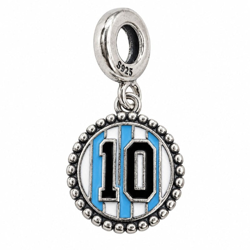 CHARM DE PLATA 9.25 CON DISEÑO DE MESSI ARGENTINA MEDIDA: 2.5CM PESO: 2.8G