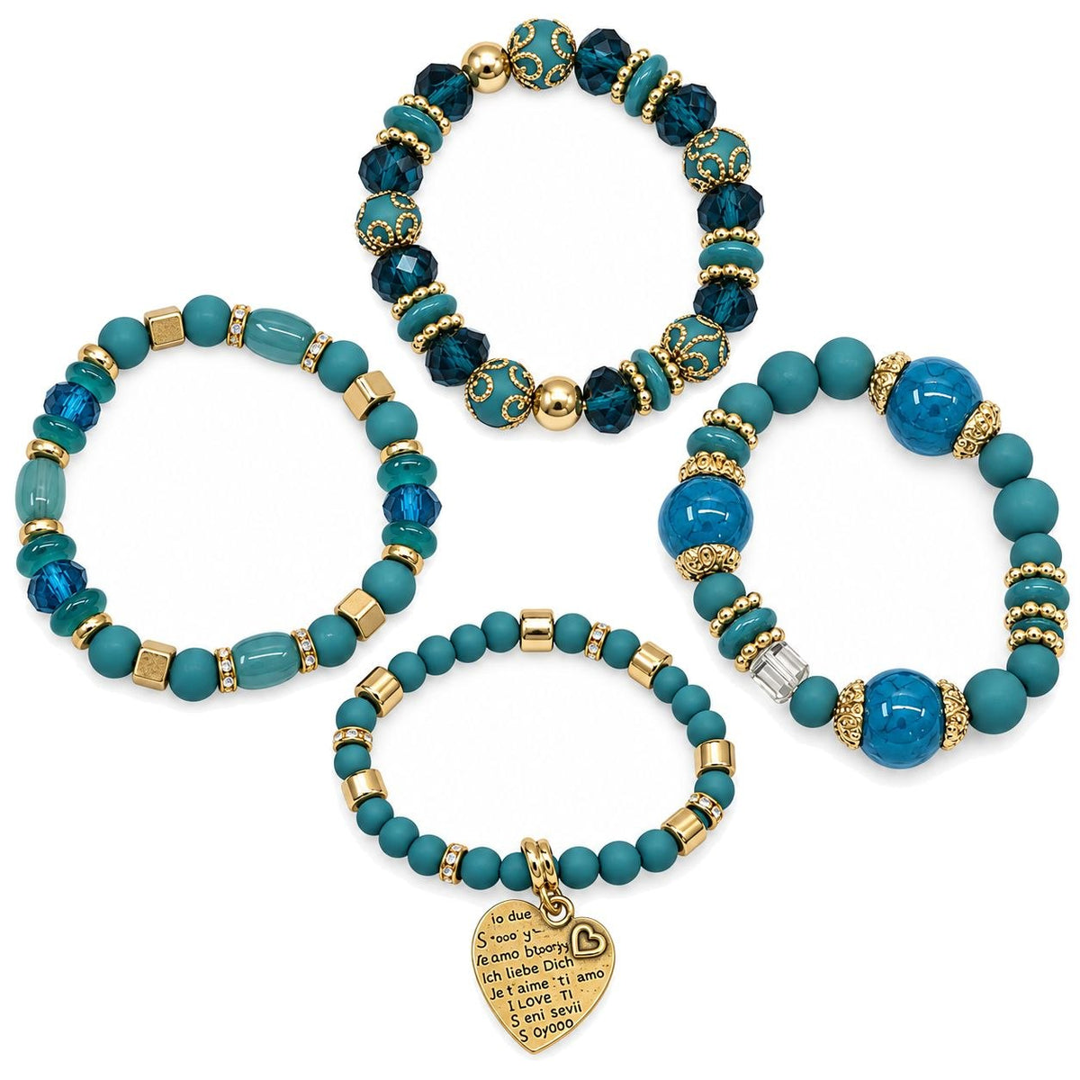 SET DE 4 PULCERAS AJUSTABLES DE ENCHAPE PARA DAMA