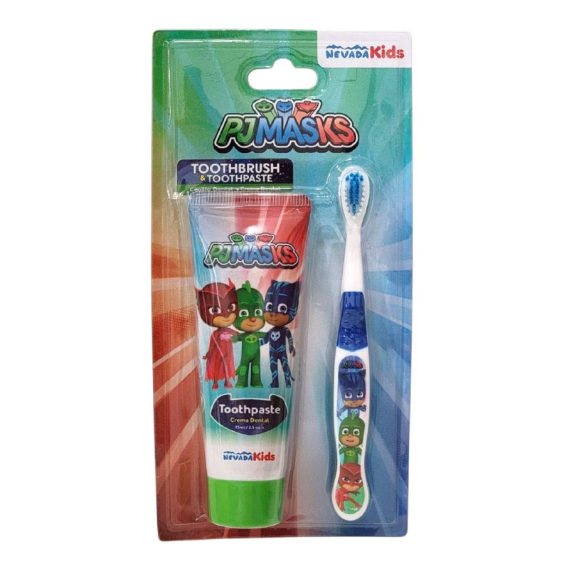 PASTA DE DIENTES Y CEPILLO PARA NIÑO PJMASKS NEVADA KIDS