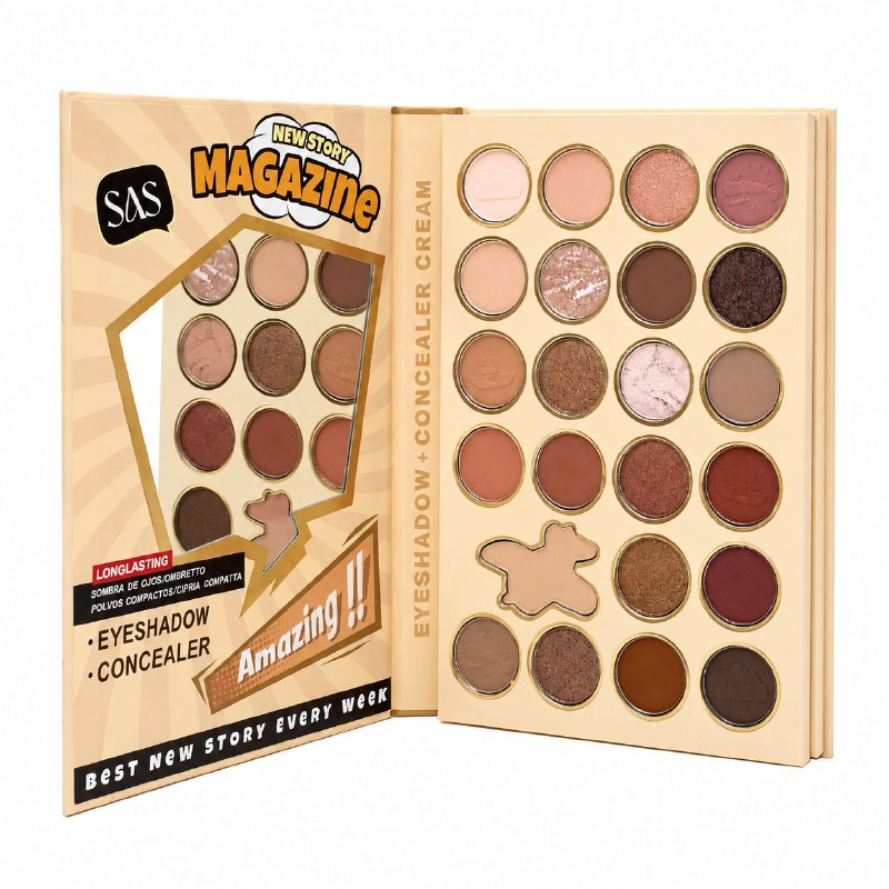 PALETA DE MAQUILLAJE MULTIFUNCIONAL ESTILO LIBRO CON ESPEJO INTEGRADO SAS