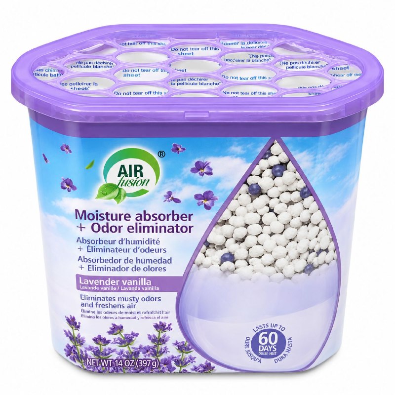 PERLAS ABSORBEDORAS DE HUMEDAD Y ELIMINADOR DE OLORES CON AROMA LAVANDA VAINILLA AIR FUSION 397G