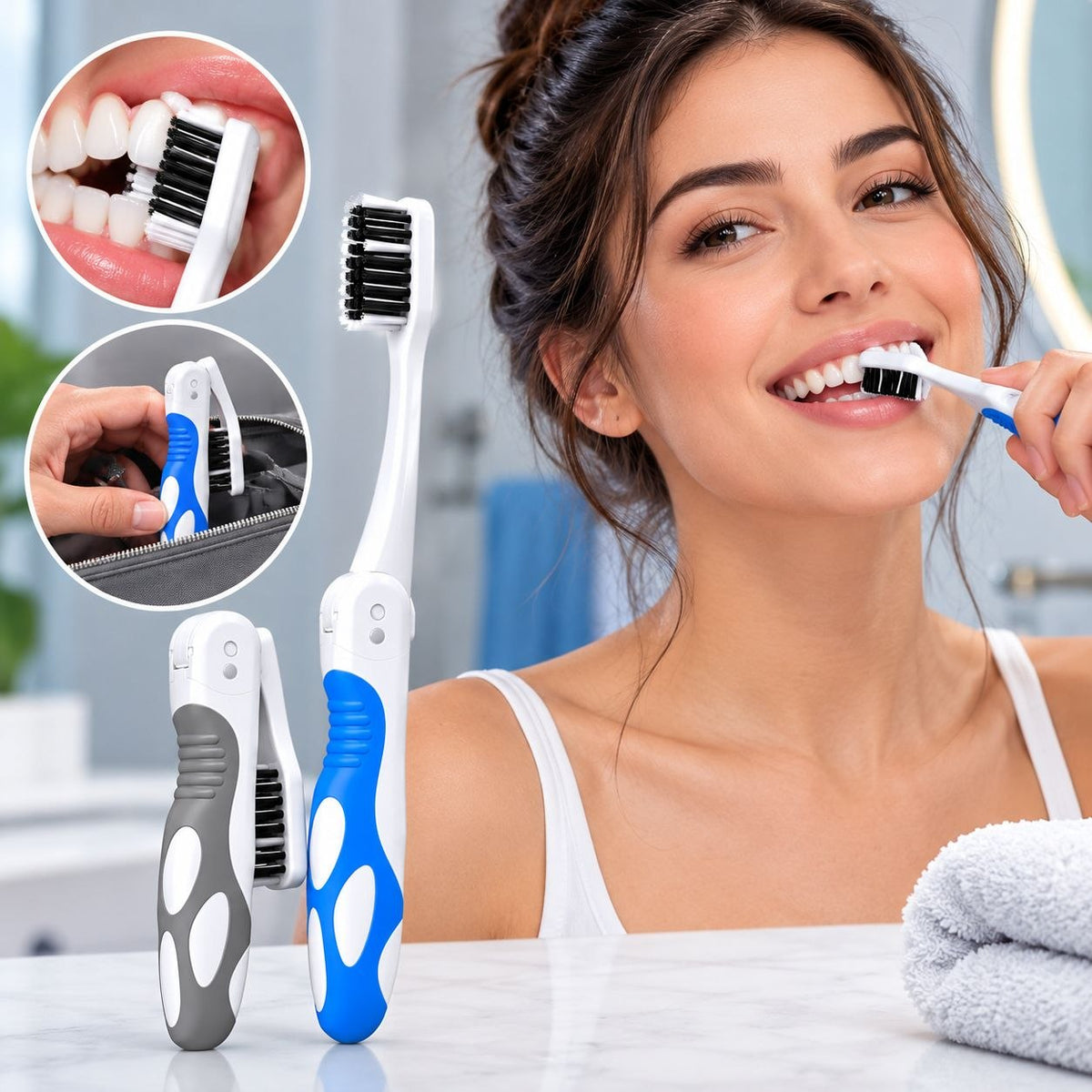 SET DE CEPILLOS DE DIENTES PLEGABLES PARA VIAJE ORAL FUSION 2PCS