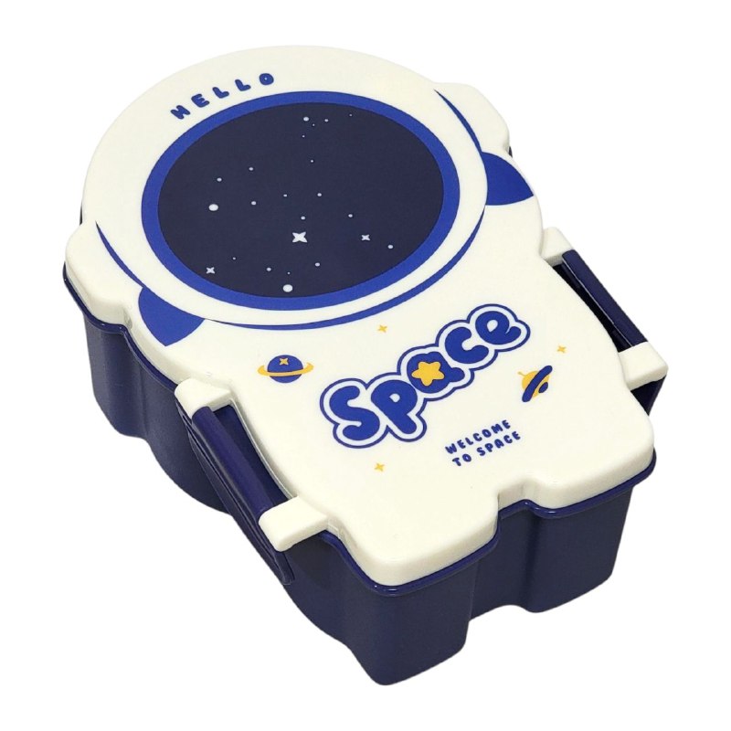 LONCHERA EN FORMA DE ASTRONAUTA CON SEPARADOR Y CUBIERTOS
