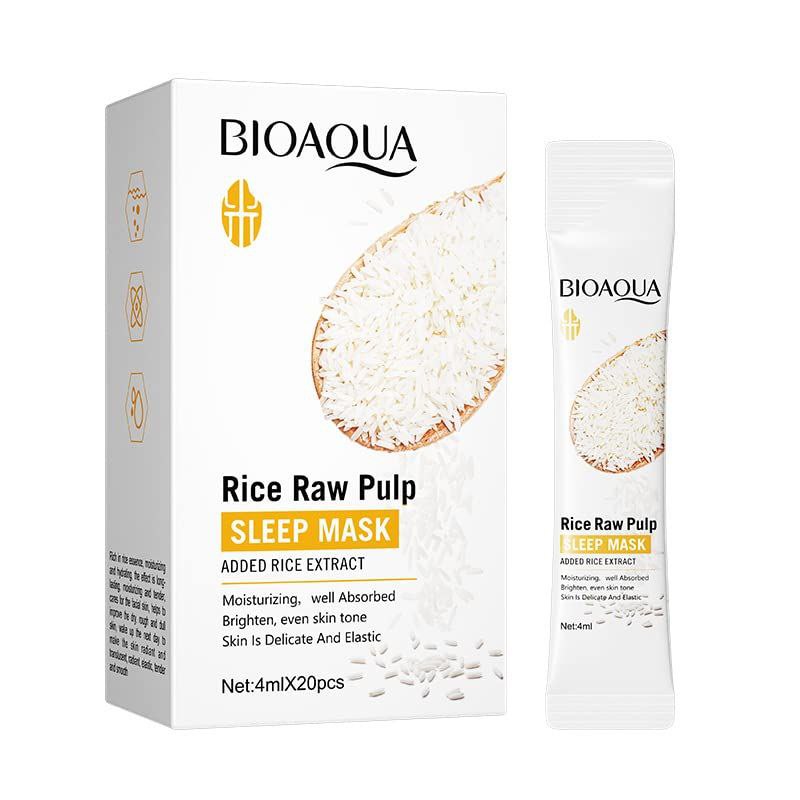 MASCARILLA FACIAL LIQUIDA PARA DORMIR DE PULPA CRUDA DE ARROZ TEXTURA SUAVE BIOAQUA 4MLX20
