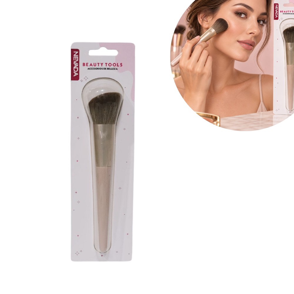 BROCHA COSMÉTICA PARA POLVOS DE CERDAS SUAVES Y DENSAS NEVADA 20CM
