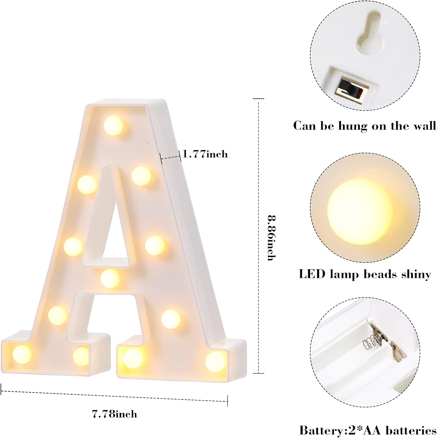 LETRAS CON LUZ LED BLANCA LUZ BLANCA ABECEDARIO A-Z