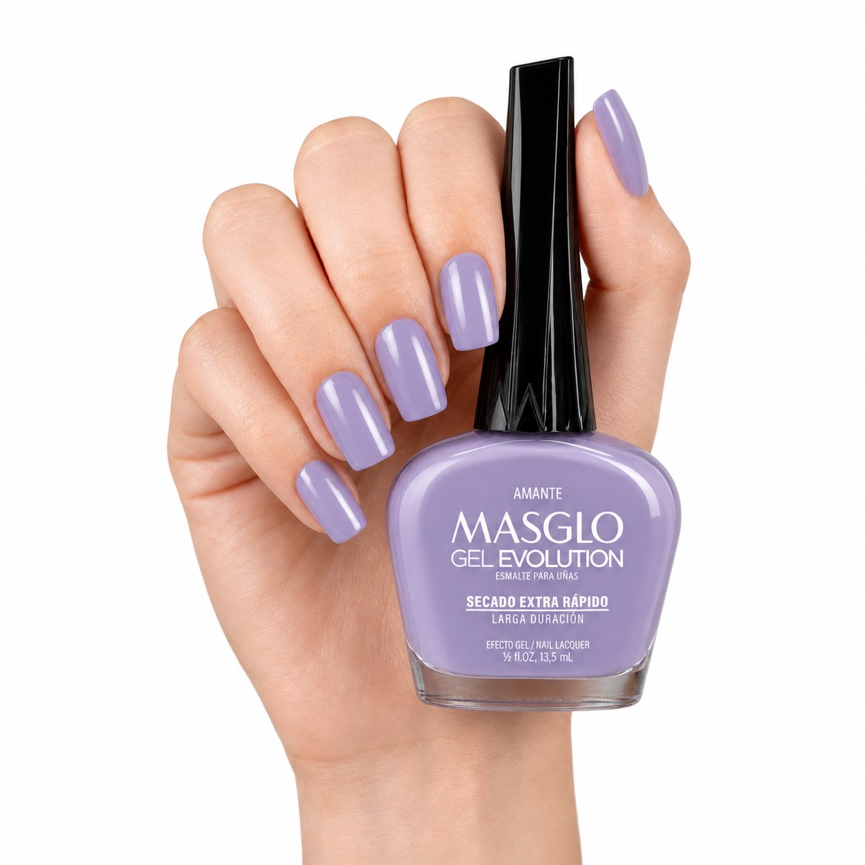 ESMALTE DE UÑAS CON EFECTO GEL DE SECADO EXTRA RÁPIDO MASGLO GEL EVOLUTION PASO 2 "ESTILO AMANTE" 13.5 ML