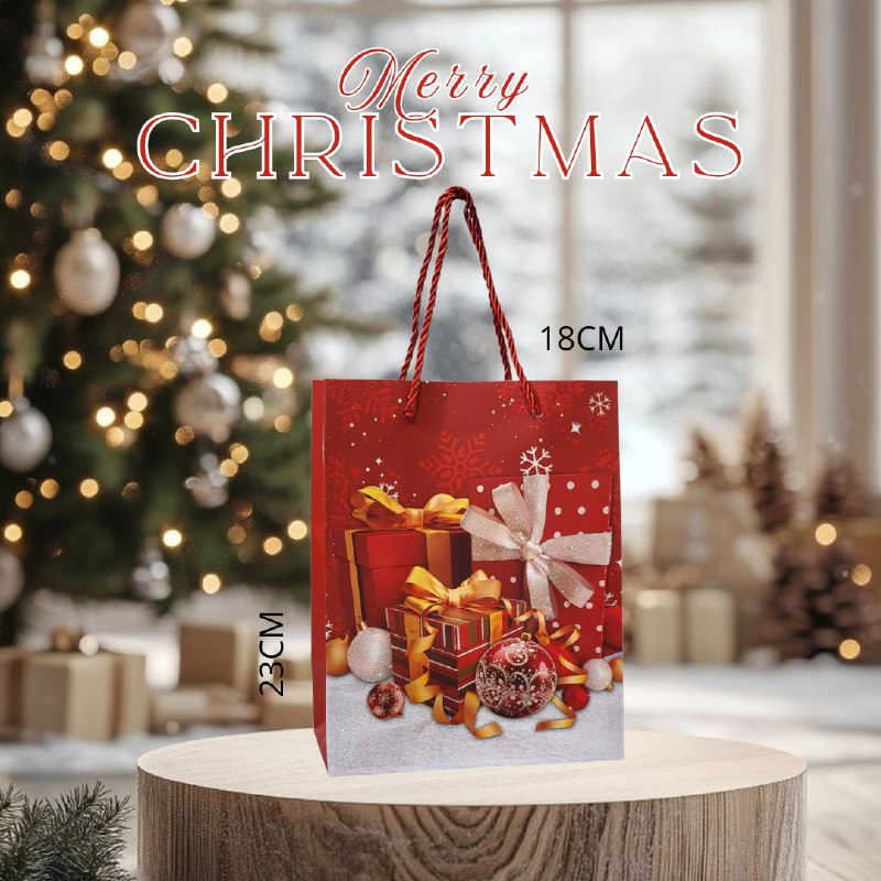 BOLSA DE REGALO NAVIDEÑA MEDIANA 18CMX13CM, 4 ESTILOS
