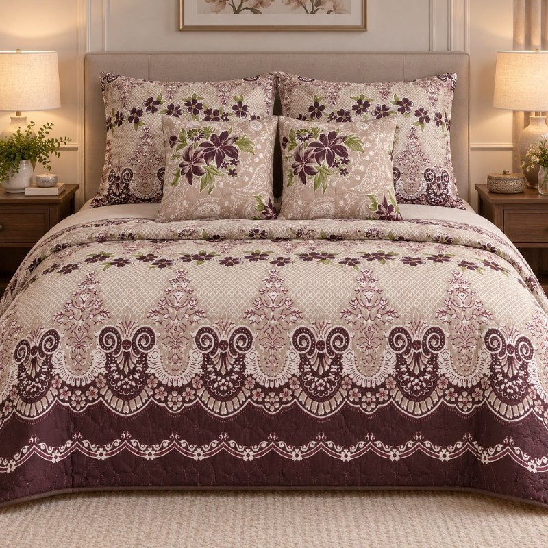 JUEGO DE EDREDON CUBRECAMA REVERSIBLE KING DE 5 PIEZAS BENELI HOME