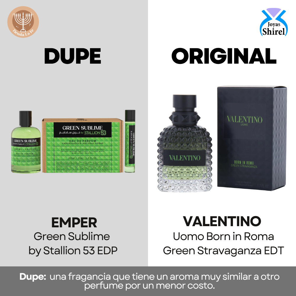 SET EMPER GREEN SUBLIME BY STALLION 53 EDP 100ML EDP 20ML (H) (DUPE VALENTINO UOMO BORN IN ROMA GREEN STRAVAGANZA EDT)