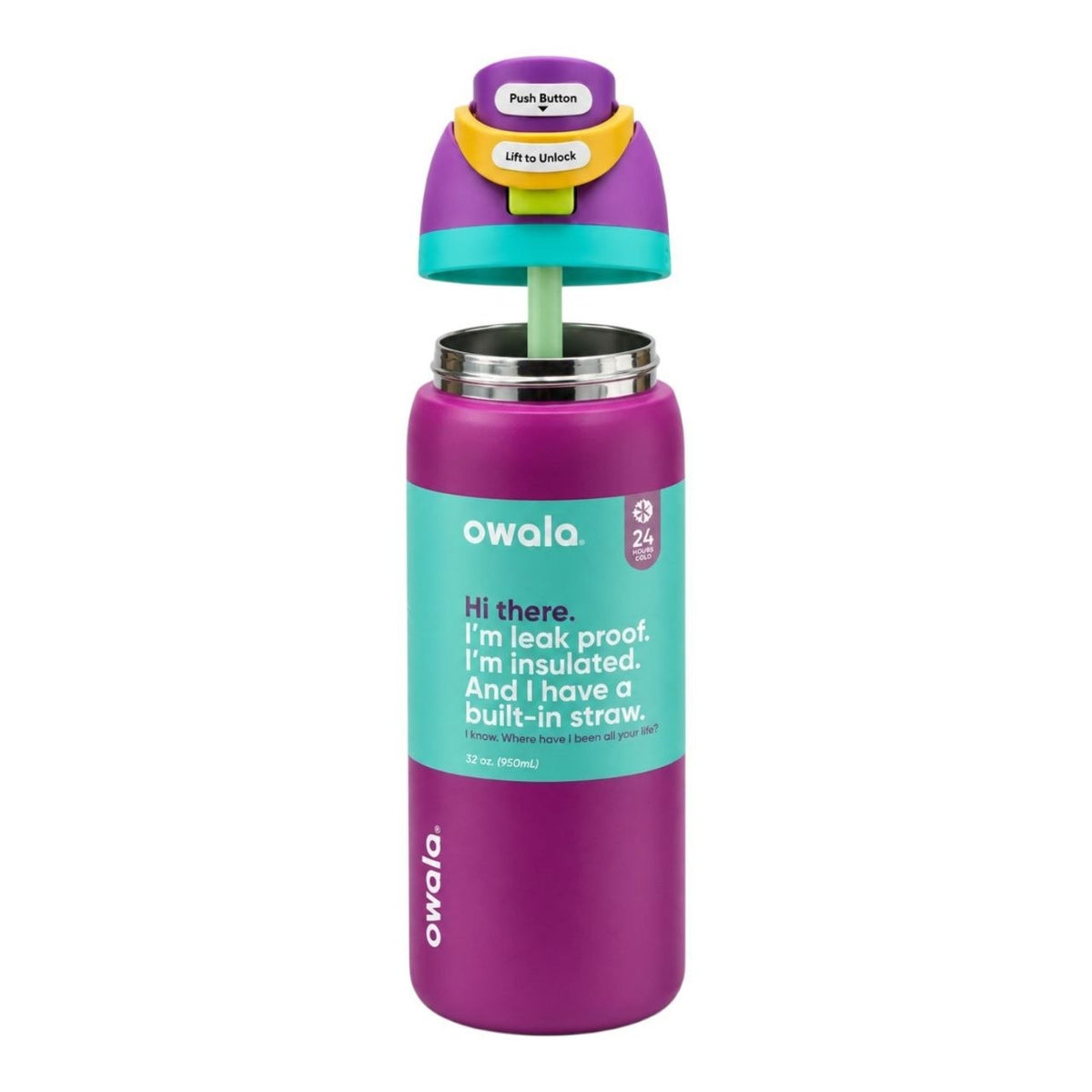 BOTELLA TÉRMICA REUTILIZABLE CON PAJILLA INTEGRADA OWALA 24OZ (710ML)