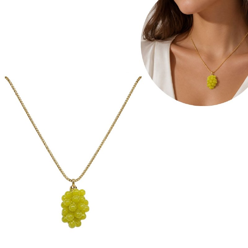 GARGANTILLA DE ENCHAPE PARA DAMA CON DISEÑO DE UVAS 2.2CM