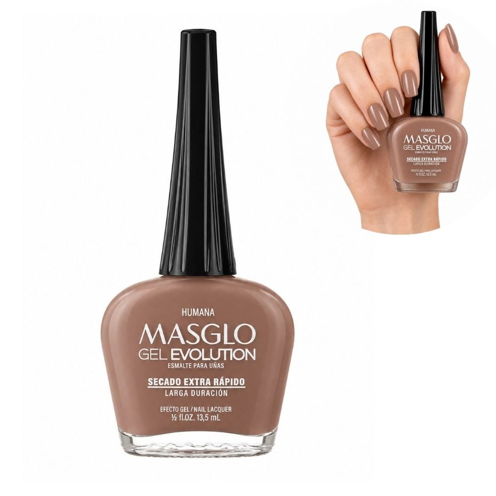 ESMALTE DE UÑAS CON EFECTO GEL DE SECADO EXTRA RÁPIDO MASGLO GEL EVOLUTION PASO 2 "ESTILO HUMANA" 13.5 ML