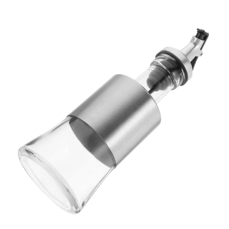BOTELLA DISPENSADORA DE ACEITE O VINAGRE DE CIRSTAL Y ACERO INOXIDABLE CON VERTIDO FACIL 200ML