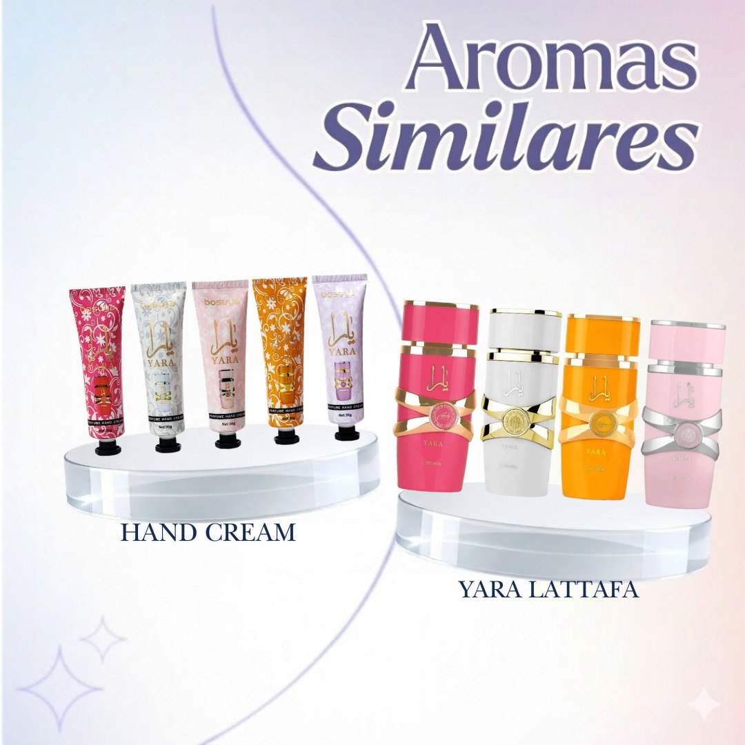 SET DE CREMAS PARA MANOS CON AROMAS DE PERFUMERIA ARABE 5PCS BOSUYA (AROMA SIMILAR A LATTAFA YARA)