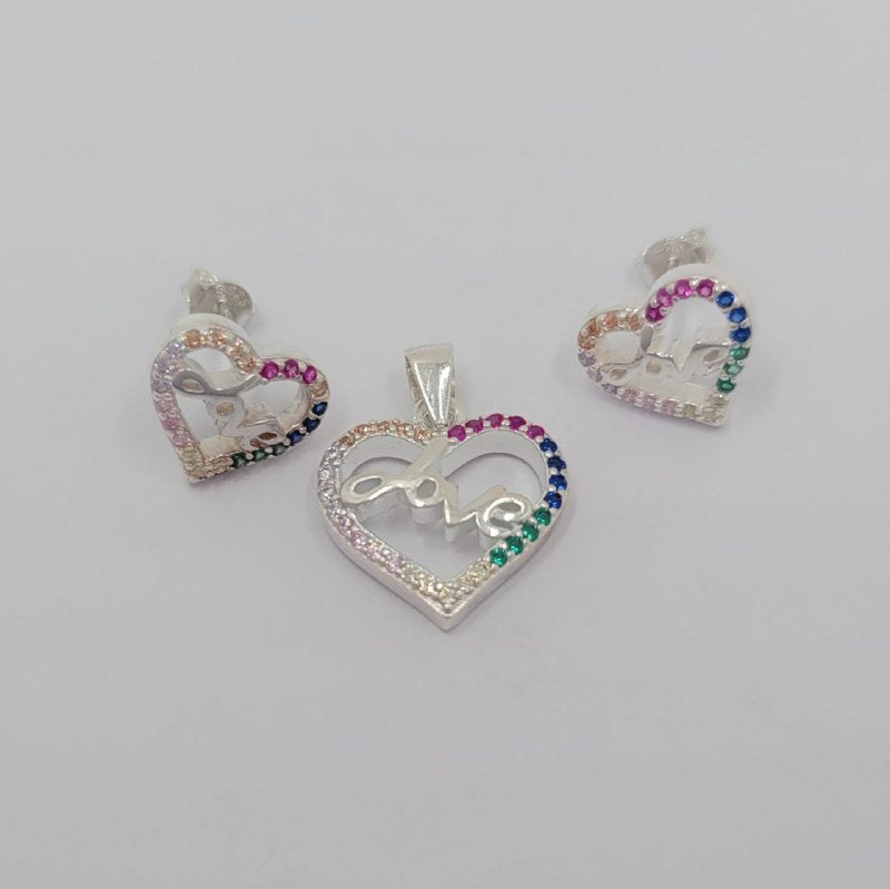 PSET2404 SET FORMA CORAZON LOVE PLATA 9.25