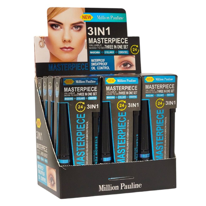 SET DE RIMEL DELINEADOR DE OJOS Y LAPIZ DE CEJAS MILLION PAULINE (DUPE DE MAX FACTOR)