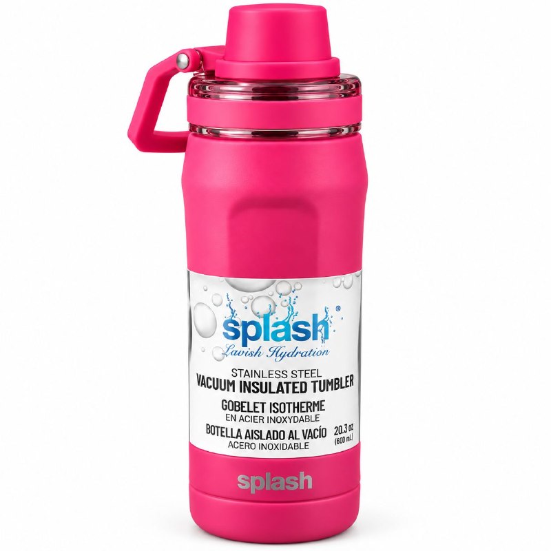 BOTE TERMICO DE ACERO INOXIDABLE CON ASA SPLASH 600ML