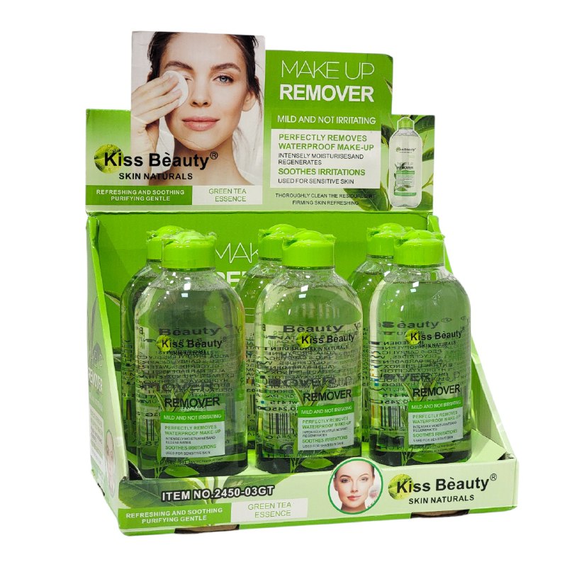 AGUA MICELAR DESMAQUILLANTE SUAVE Y NO IRRITANTE, QUE ELIMINA E HIDRATA LA PIEL KISS BEAUTY 415ML