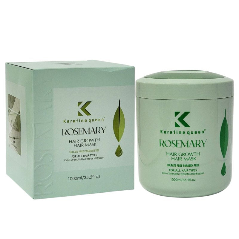 MASCARILLA PARA EL CABELLO 1000 ML DE ROMERO, MENTA PARA EL CRECIMIENTO DEL CABELLO, PARA TODO TIPO DE CABELLO, HIDRATA Y REPARA, DEJANDO SUAVIDAD, FUERZA Y BRILLO KERATINE QUEEN 1000ML