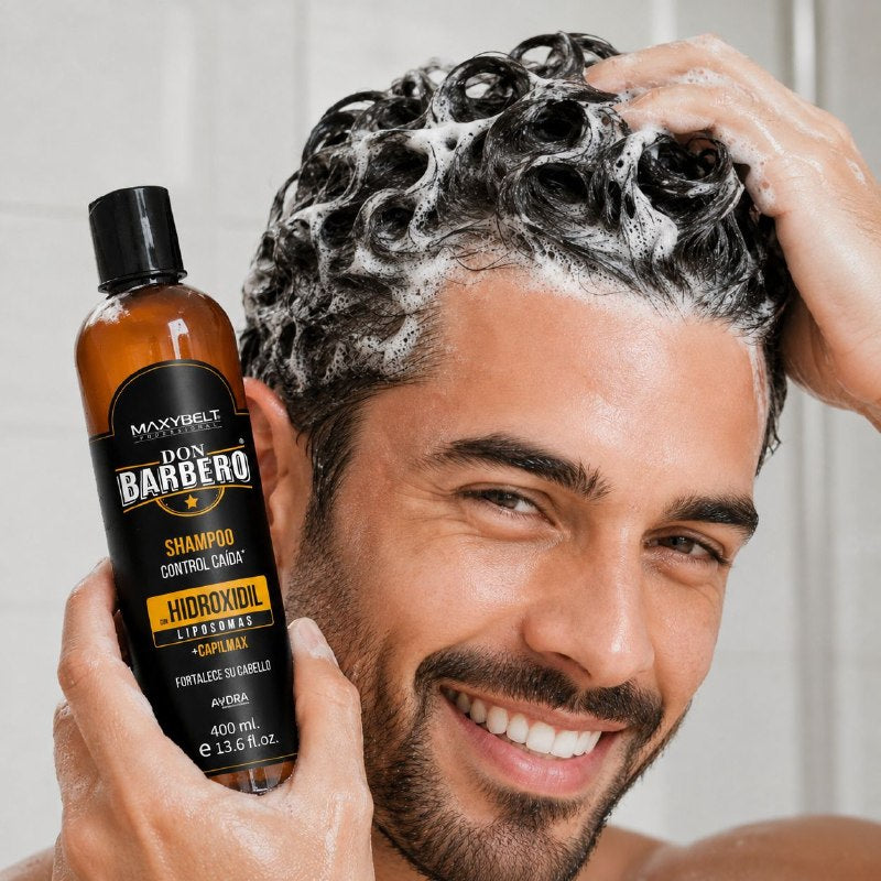 SHAMPOO FORTIFICANTE Y ESTIMULANTE DE USO DIARIO PARA EL CONTROL DE LA CAIDA MAXYBELT DON BARBERO 400ML