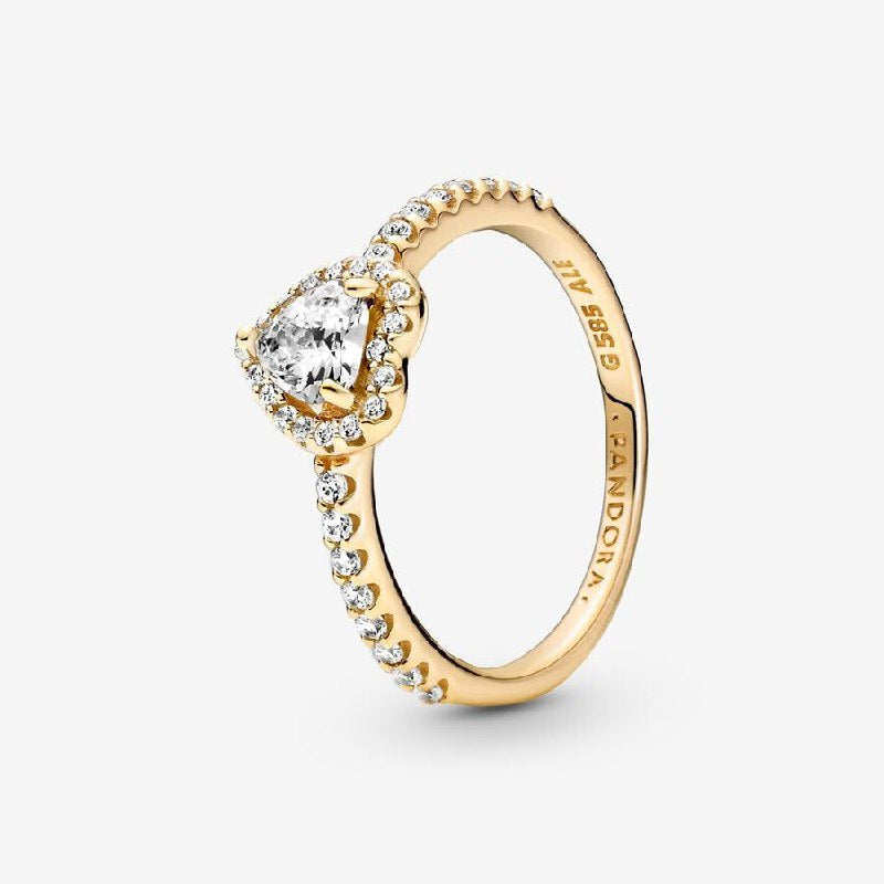 PANI2043 ANILLO PIEDRA EN FORMA DE CORAZON CON BAÑO DE ORO PANDORA, PLATA 925