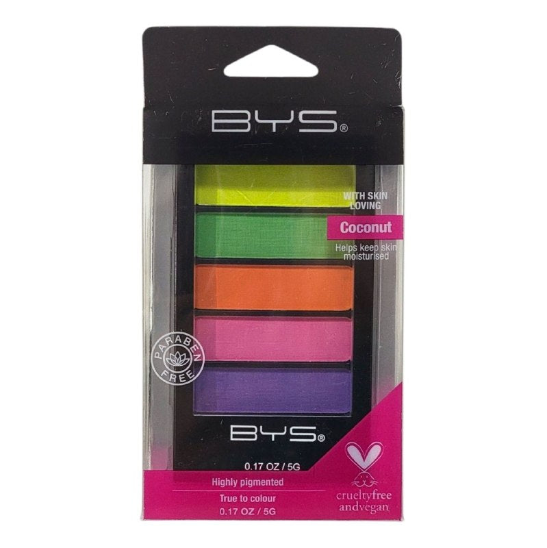 SOMBRA DE OJOS EN PALETA COLOR NEON VIBRANTES CON ACEITE DE COCO BYS COSMETICS 5G