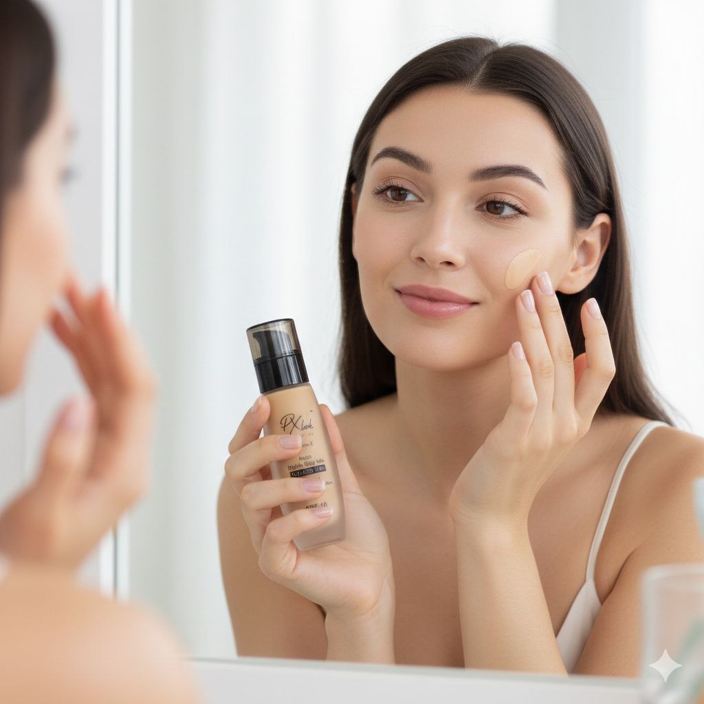 BASE DE MAQUILLAJE LIQUIDA SPF10 Y VITAMINA E 6 TONOS PX LOOK COSMETICS 30ML