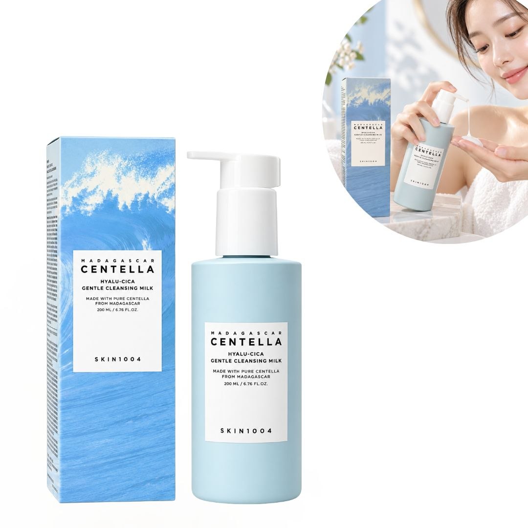 LIMPIADOR FACIAL CREMOSO HIDRATANTE PARA PIEL SENSIBLE Y SECA CON CENTELLA ASIATICA DE MADAGASCAR Y ACIDO HIALURONICO SKIN1004 200ML