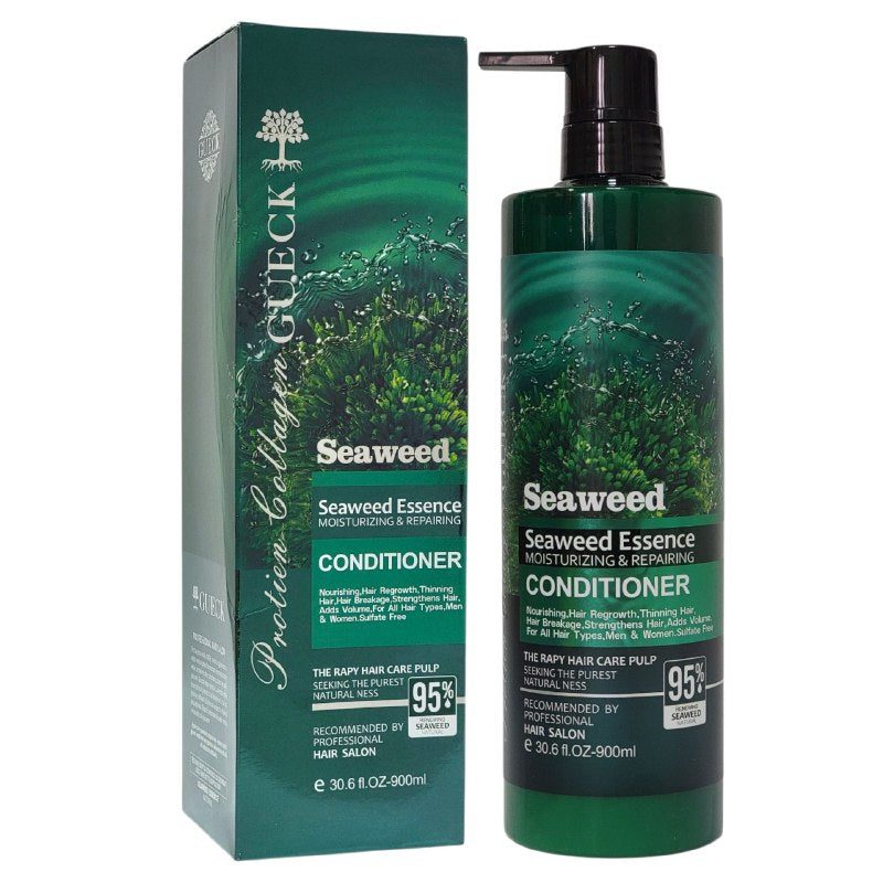 ACONDICIONADOR PARA EL CABELLO CON ESENCIA DE ALGAS Y COLAGENO HIDRATANTE 900ML, OFRECE HIDRATACION Y NUTRICION PROFUNDA PARA TODO TIPO DE CABELLO, FORMULA NATURAL, REPARA Y AGREGA VOLUMEN DEJANDOLO SUAVE Y CON BRILLO QUECK