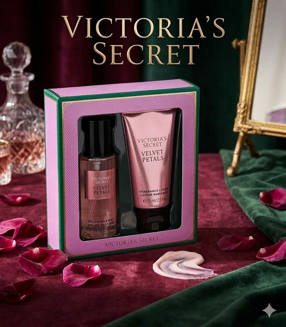SET MINI DE VICTORIAS SECRET VELVET PETALS SPLASH Y CREMA 75MLX2