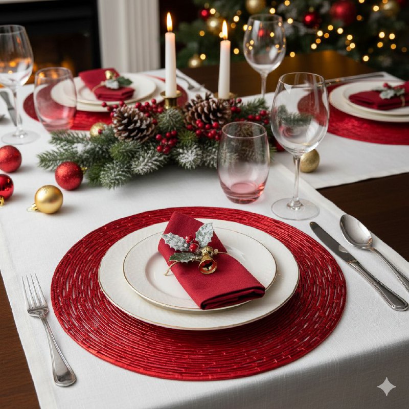 MANTELES INDIVIDUALES REDONDOS NAVIDEÑOS PARA COMEDOR DE COCINA DE PVC 38CM