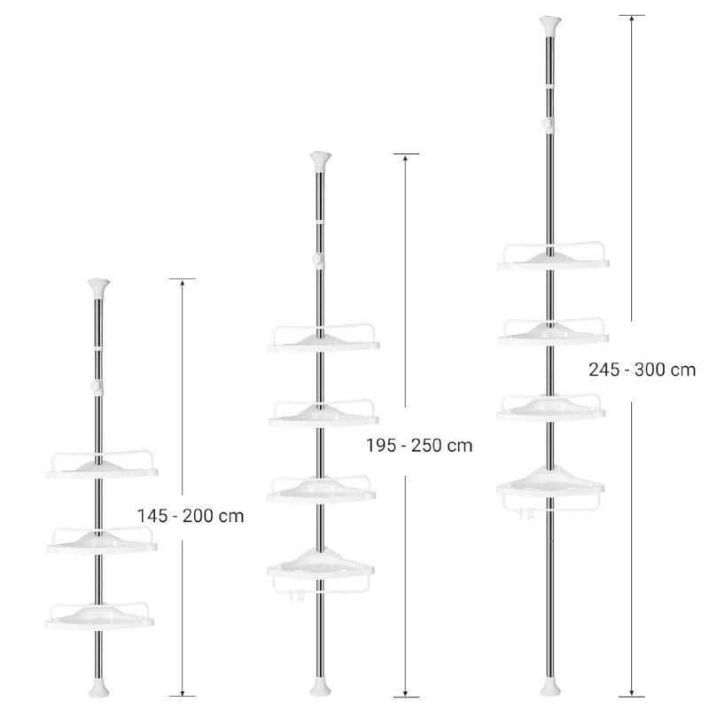 ORGANIZADOR ESQUINERO MULTIFUNCIONAL PARA BAÑO DE 4 NIVELES 33.5X21.5X100X260CM