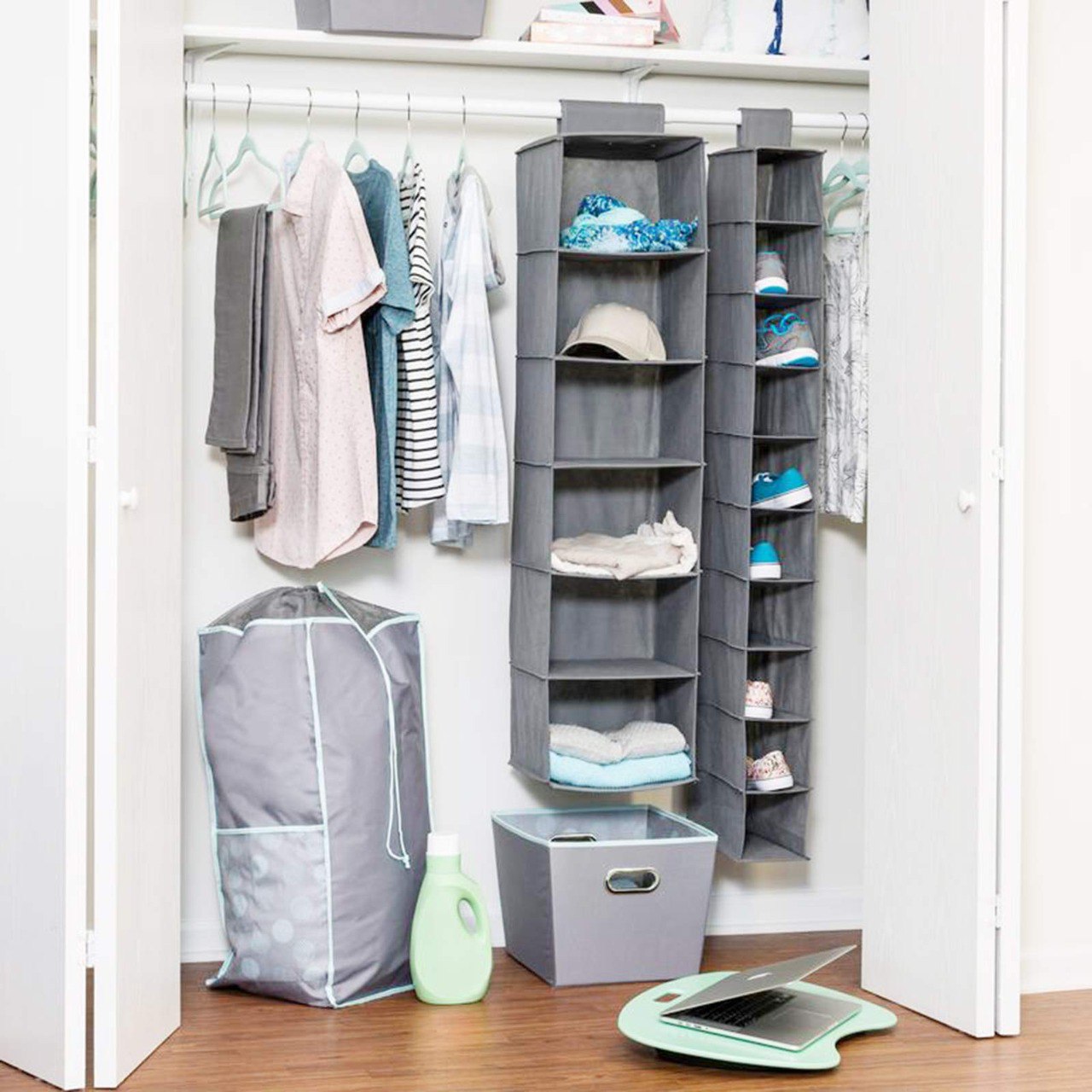 ORGANIZADOR PARA ROPERO RESISTENTE A LA HUMEDAD DE 10 ESPACIOS DURADEROS COLOR GRIS 30X15X120CM BENELI HOME