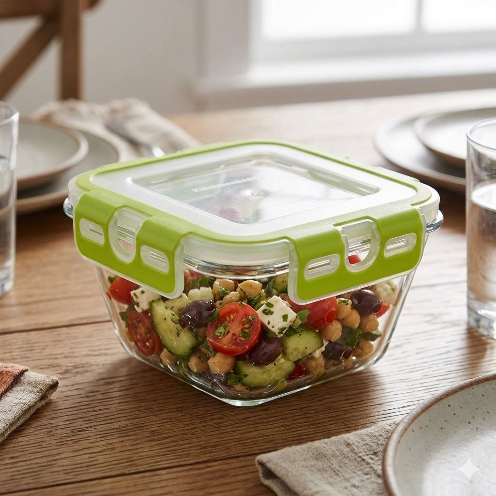 RECIPIENTE PANA PARA ALIMENTOS HERMETICO DE VIDRIO STOREMAX 20X20X8CM