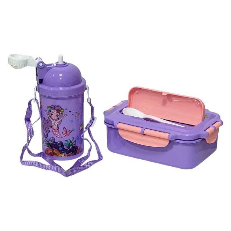 LONCHERA EN KIT CON SEPARADOR, CUBIERTOS Y BOTE VARIOS ESTILOS