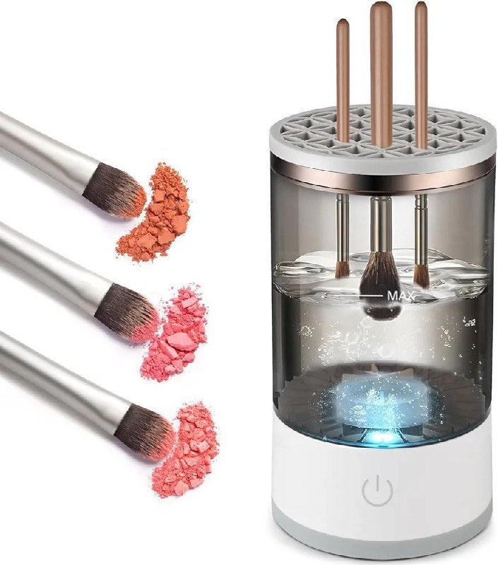 MAQUINA LIMPIADORA DE BROCHAS DE MAQUILLAJE ELECTRICO 3 EN 1 SOPORTE GIRATORIO