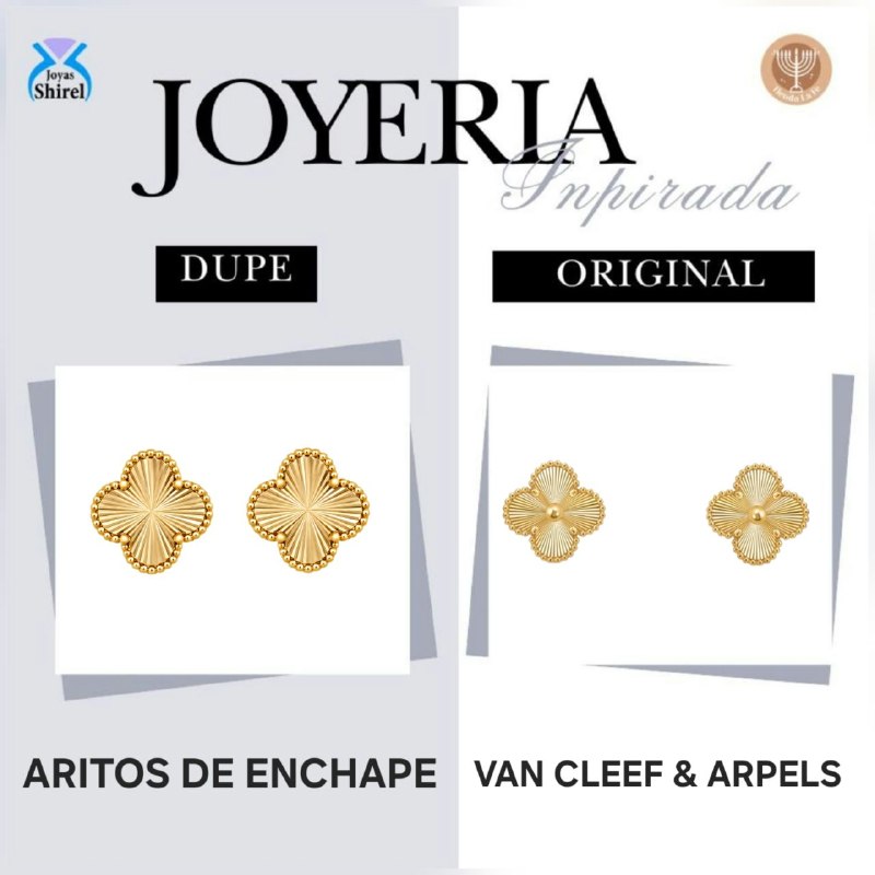 ARITOS DE ENCHAPE PARA DAMA CON DISEÑO DE FLOR 1.3CM (DUPE DE VAN CLEEF)