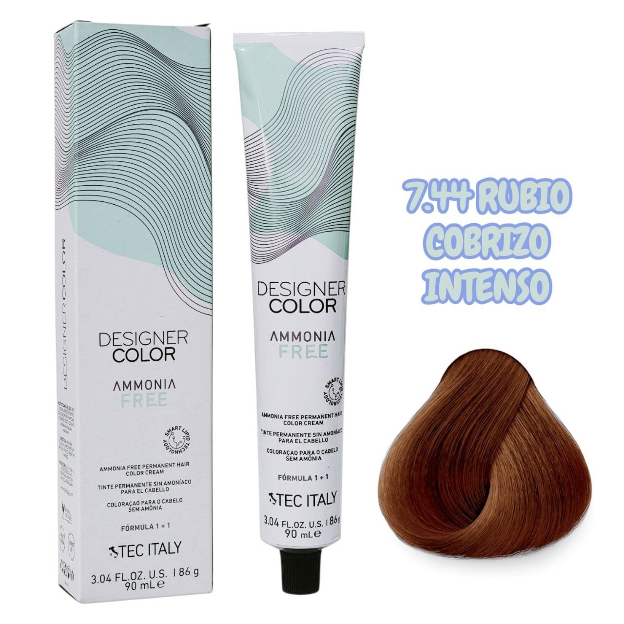 TINTE PERMANENTE CUIDA TU CABELLO Y OFRECE RESULTADOS CON TONOS MÁS NATURALES 7.44 1+1 TEC ITALY 90ML